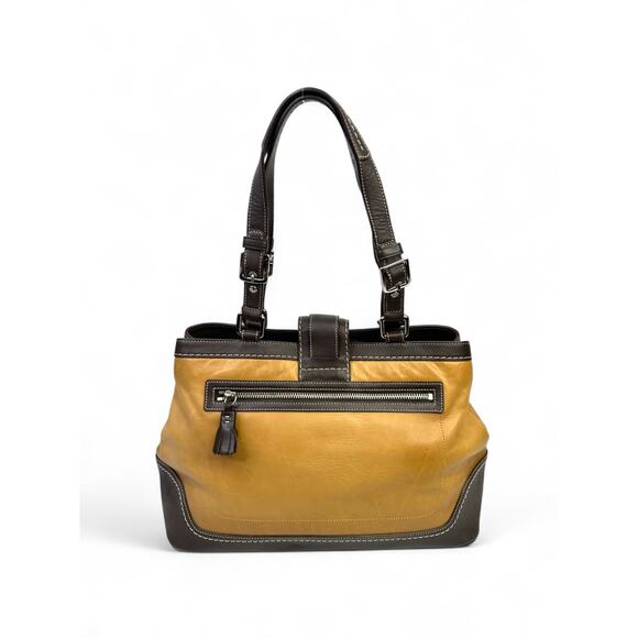 Coach Vintage Y2K Hampton Striped Suede & Canvas Satchel Bag - Picture 5 of 16